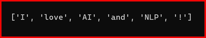 Picture showing the output of word tokenizer in NLTK